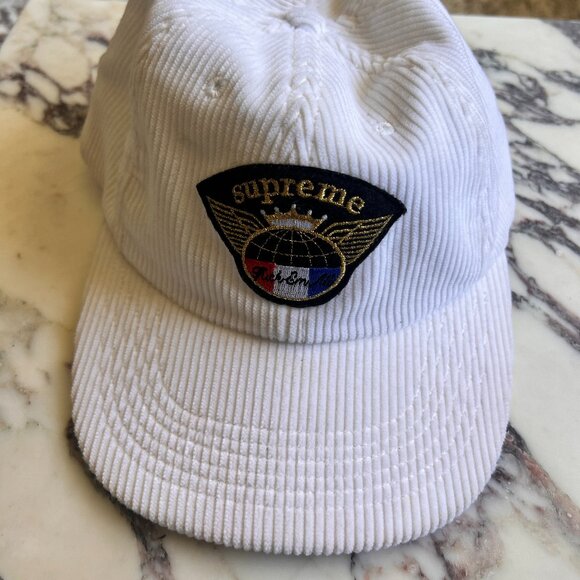 Supreme 'fu** em all' white corduroy baseball cap - Picture 2 of 4